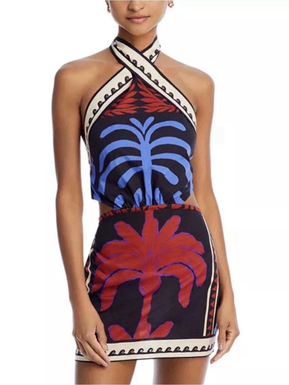 Johanna Ortiz “Awash Mystery Dress”. Backless Palm-Print Mini Dress SPECTACULAR